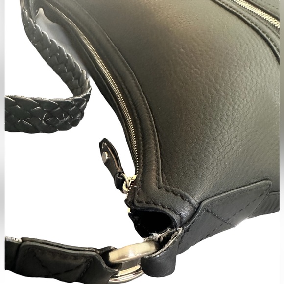 Cole Haan Black Pebble Leather Large Zip Top Tote With Silver Finish - Picture 9 of 14